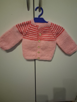 Strickjacke rosa mit Streifen